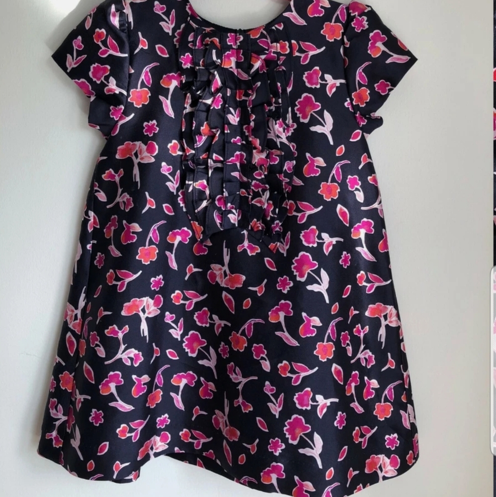 Oscar De La Renta Floral Ruffle Silk Dress Girls 8